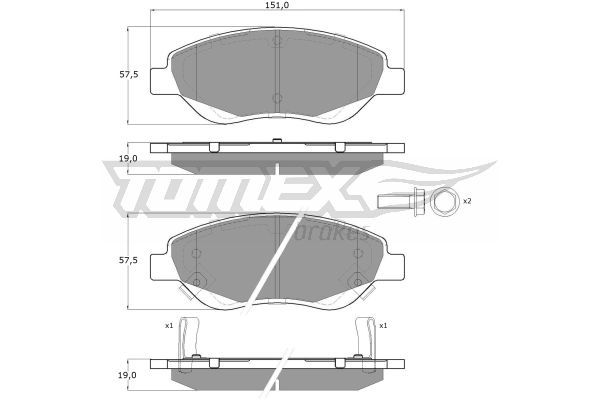 TOMEX BRAKES Комплект тормозных колодок, дисковый тормоз TX 12-501